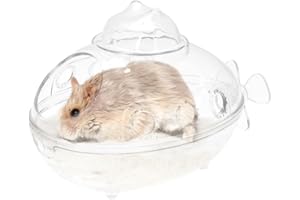Seahelms Hamster Sand Bath Transparent Hamster Bathroom Hamster Bathtub Box Hamster Bathing Bowl Small Animal Pet Sauna Toilet for Hamsters Mice Lemming Gerbils or Other Small Pets(Large)