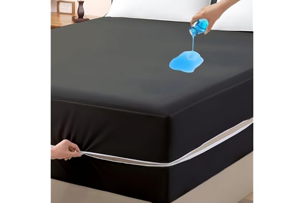 Zipper Closure Style Mattress Protector Queen Size 100% Waterproof Six-Sided Mattress Encasement for Bed 72x60 Inch Fit On 6 Inch 6X5 Feet_Grey