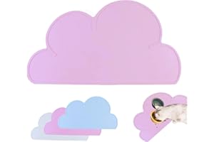 : GaoBangM Food Mat,Non-Slip Cat and Dog Food Mat, Silicone Pet Food Mat, Pet Feeding Mat, Waterproof Cat and Dog Mat (Pink Cloud)