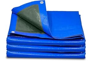 TRADEEN Blue-Green Tarpaulin Sheet Cut-Size 1.2m x 1.8m Lightweight PE Plastic Tarp 70gsm Water-Resistant Ground Sheet Multipurpose Small Tarpaulin Covers used for Garden Furniture Shed Camping (4ft x 6ft)