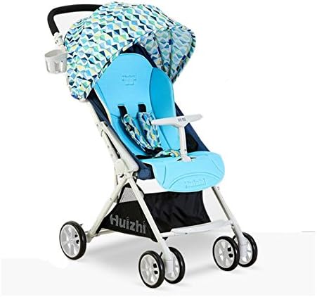 YXINY Pushchairs Prams T Armrest Strollers Can Sit Can Lie Down Folding Lightweight High Landscape Baby Carriage Pushchair ( Color : Blue )