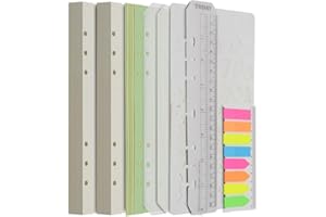 ‎WONDERPOOL Wonderpool Nachfülleinlagen 320 Seiten Gepunktet Papier mit 5 Farbigen Teilern,2 Binder Taschen,160 Flaggen Index,1 Lesezeichen,5 Schablonen für Nachfüllbaren Notizbuch Tagebücher Planer (A5)