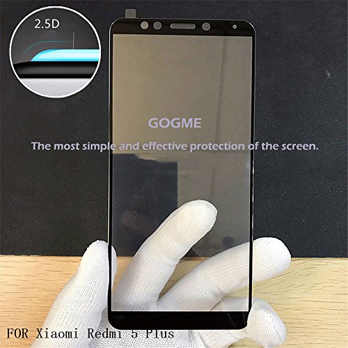 Pellicola Vetro Temperato Xiaomi Redmi 5 Plus,0.33mm 9H 2.5D Pellicola Protettiva Ultra Chiara, GOGME[Serie protezione schermo] [2 Pack] Resistente ai Urti in dello proteggi Schermo,La protezione piÃ¹ semplice ed efficace dello schermo. nero