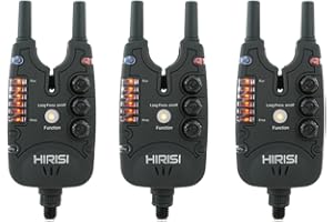 Hirisi Tackle Alarme de touche étanche pour pêche à la carpe avec 9 LED et réglage de la tonalité du volume et de la sensibilité, accessoires de pêche