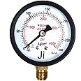 "Ji" Japsin Instrumentation Oxygen Pressure Gauge | 2.5" Dial | Range: 0-280 Kg/Cm? | Use No Oil | MS Case & Brass Internals