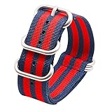 FERZA Home NATO Strap Premium Nylon Uhrenarmband mit Edelstahlschnalle (Color : Silver, Size : 18)