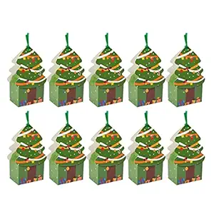 Christmas Candy Boxes Hanging Pendants: Santa Claus Snowflake Gift Favor Case Xmas Candy Goodie Boxes for Christmas Eve Box Xmas Party Bags 10pcs