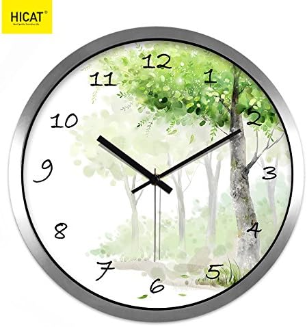 BYLE Creative Stylish Garden Air Purifiers Quartz Clock Living Room Bedroom Minimalist Style Mute Clock Home Decor Wall Clock, 12 Inch, Black-Silver Box,