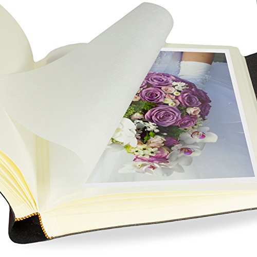 Tivoli Fotoalbum aus recyceltem Leder, Handgearbeitet in klassischem italienischem Stil, Geschenkschachtel inklusive, A4 (23×30 cm) Schwarz - 4