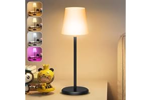Ainostone Lampada da Tavolo Senza Fili con Temperatura Tricolore + RGB Ricaricabile Lampada da Comodino Dimmerabile Infinitamente Controllo Touch IP54 Impermeabile per Ristorante Esterno Interni Bar
