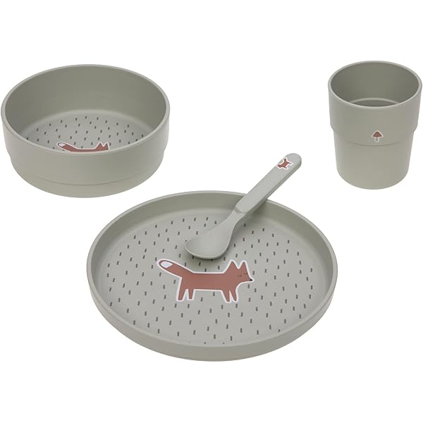 Set Stoviglie Bambini L&Auml;SSIG Happy Fruits - 4 Pezzi Senza BPA, Lavabile In Lavastoviglie E Microonde