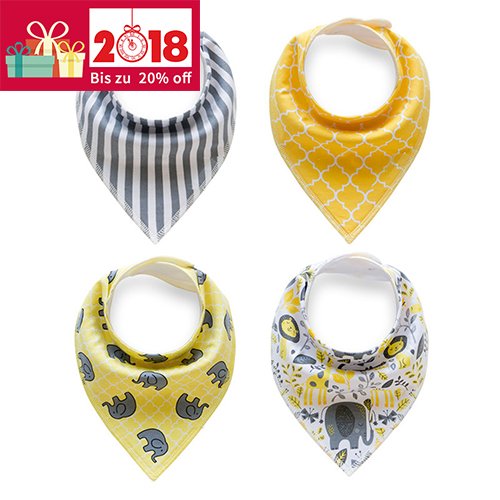 4er Baby Dreieckstuch Lätzchen Spucktuch Mit Druckknöpfen Multifunctional, von Future Founder