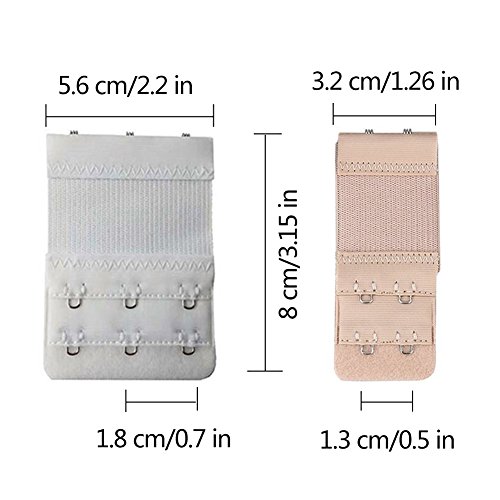 Wonderliner BH Extender Strap Elastisch Band Weich Farbig Gurt Erweiterung 3 Haken und 2 Haken Packung mit 12 - 6