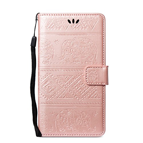 Cover Xiaomi Redmi Note 5A, Custodia Xiaomi Redmi Note 5A Prime, CaseLover PU Pelle Libro Flip Portafoglio Goffratura Elefante Custodia per Redmi Note 5A / Note 5A Prime Interno Silicone TPU Protettiva Caso con Porta Carte Chiusura Magnetica Supporto Funzione Appoggio Cuoio Protezione Copertura (5.5 Pollici) - Oro Rosa