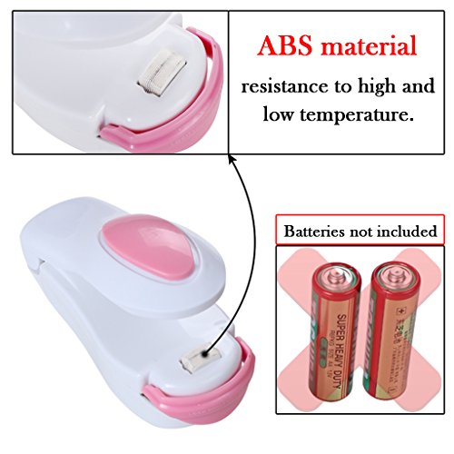 edealing (TM) 2 Stk magnetischem Boden tragbare Mini-Heißsiegelmaschine Impulse Sealer Seal Verpackung Plastiktaschen - 4
