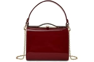 LeahWard Patent Clutch Bag, Women's Top Handle Clutch Bag, Chain Strap Cross Body Bag, Handbag Wedding Evening Bags 16688