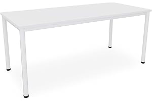 Dila GmbH Schreibtisch/Besprechungstisch in verschiedenen Größen und Farben weißes Metallgestell Konferenztisch Arbeitstisch (B: 180 cm x T: 80 cm, Weiß)