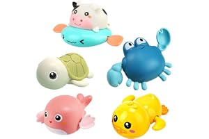 Masroo Bath Toy,Cute Animal Clockwork Bathtub Swimming Pool Toy,Baby Bath Toys for Toddlers 1-3, Boys & Girls Water Bath Toy Set,5 Pack
