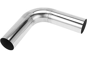 Motoforti 90 Degree Mandrel Exhaust Pipe DIY Custom Car Modified Exhaust Pipe Tubing Piping 64mm/2.5" OD 200mm/7.87" Length 304 Stainless Steel Silver Tone