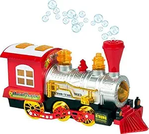 Amazia Battery Operated Bump and Go Bubble Engine Toys with Music, Lights and Real Bubble Action for Kids(Red)