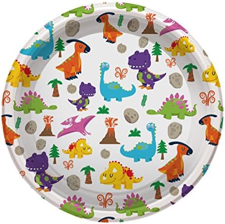 Plastic plates design Dinosaurs - 23 cm - 4 units