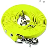 Schleppleine 5m - Neon-Gelb - zugfeste, schmutz- und wasserabweisende Hundeleine mit zwei Karabinern