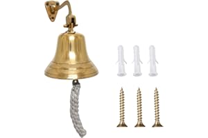 Fenzo Last Order Bell, Traditional Wall Mounted Hanging Door Ship Brass Bell with Durable Rope, Loud Sound, for Sleigh, Playhouse, Boat, Home Bar Pub (3 Inch)