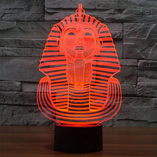 Sphinx Pharao 3D Optische Illusions-Lampen, FZAI Tolle 7 Farbwechsel Acryl berühren Tabelle Schreibtisch-Nachtlicht mit 150 cm USB-Kabel für Kinder Schlafzimmer Weihnachten Geburtstagsgeschenke - 2