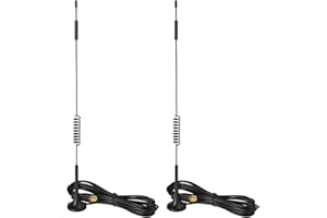 Superbat Antenne 4G LTE Externe Omnidirectionnelle avec Base Magnétique et Haut Gain, Dotée d'un Câble de Prolongation de 3m avec Connecteur SMA Mâle, Compatible avec Routeurs et Modems (2 Pièces)