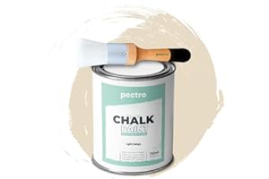 ‎PECTRO PACK Kreidefarbe für möbel 750ml + Malerpinsel speziell für Chalk Paint - Möbellack Natürlicher Kreideeffekt - Farbe für Holz (HELL BEIGE)