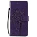 Produktbild Hülle für Lenovo Moto G4 Play, Ysimee Hülle Leder Tasche für Lenovo Moto G4 Play - Ledertasche Schutzhülle PU Leder Flip Case mit Standfunktion Baum Bunte Muster Cover im Bookstyle, Baum- lila
