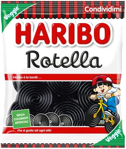 Haribo Rotella, Caramelle Gommose, Vegetariane, Gusto Liquirizia, Ideali Per Feste E Dolci Momenti Di Relax - 265gr