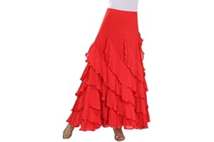 Tookang Flamenco Falda Grande del Columpio Vestido de Baile Moderno Tutu con Lentejuelas de Malla Baile de Salón