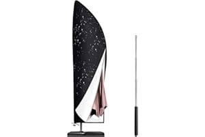 COMTER Parasol Cover with Contraction Rod,Waterproof, Windproof, Fade Resistant, Anti-UV, Heavy Duty Rip Proof Oxford Fabric Extra Banana Umbrella Cover with Zip (265x50/70/40cm) (Black)