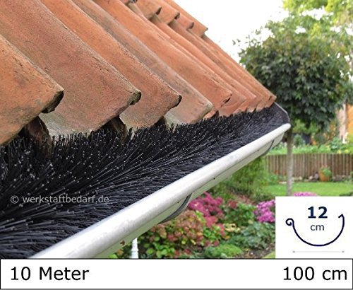 Dachrinnenbürste 10 Meter Ø 12cm, inkl. 6 Sicherungsklammern gegen Sturm und Wind