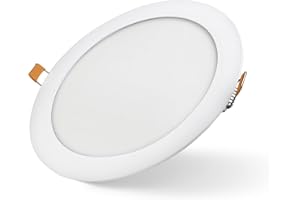Bright Source LED Round Panel Downlight, Slimline Recessed Ceiling Spotlight, White Trim, 18W, 1440lm, 3CCT Adjustable Colour 3000K 4000K 6000K, IP20, 205mm Cutout