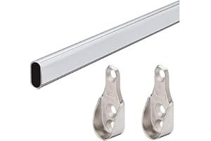 Gedotec Garderobenstange | OVAL | Schrankstange 1500 mm | 1 Stück Kleiderschrank-Stange mit 2 Stück Stangen-Befestigungen | Möbelrohr 30 x 15 mm | Schrank-Kleiderstange Chrom | Metall Schrankrohr