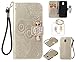 Produktbild für Samsung Galaxy J5 (2017) SM-J530 (5,2 Zoll) PU Diamant Strass Niedlich Eule Leder Silikon Schutzhülle Handy case Book Style Portemonnaie Design für Samsung Galaxy J5 (2017) SM-J530 (5,2 Zoll) + Schlüsselanhänger ( 9OL (3)