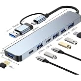 Infomax 7'si 1 Arada USB Hub, &Ccedil;ift Girişli USB A ve Type-C Adapt&ouml;r, 5 Gbps USB 3.0, Al&uuml;minyum G&ouml;vde, Laptop ve Macbook Uyumlu