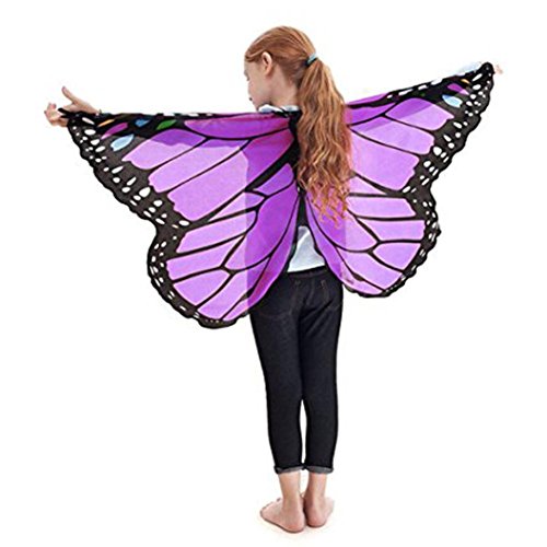 Covermason-Beauté Papillon ailes Sensail Femmes Enfant Filles Ailes De Papillon Châle Foulards Dames Nymphe Pixie Poncho Costume Accessoire (3-13ans, Violet)