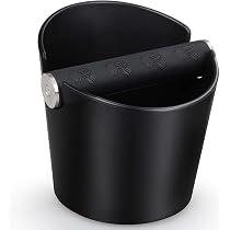 Coffee Knock Box Con Barra In Gomma E Tappetino Pressino, Silicone Nero, 12,7x11,9x12,2 Cm, Per Barista