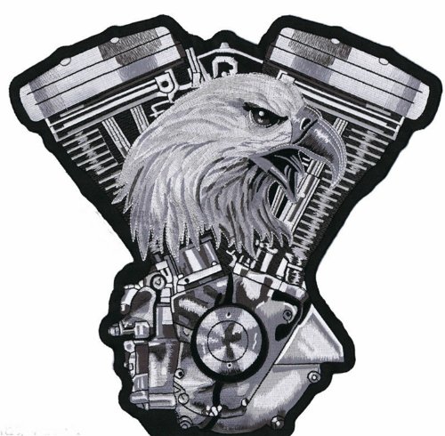 Eagle V-twin Embroidered Iron Sew on Biker Aufnäher Patch XXL 28x28cm