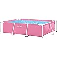 Intex 2.2m x 1.5M x 60cm Pink Rectangular Frame Pool, Set-up Size: 2.20m x 1.50m x 60cm (28266NP)