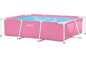 Intex 2,2 m x 1,5 m x 60 cm Pink Rectangular Frame Pool, Dimensions : 2,20 m x 1,50 m x 60 cm (28266NP)