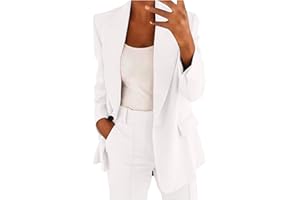 ZEIAYUAS Tailleur Femme Pantalon 2 Pièces Col Revers Chic et Elegant Couleur Unie Blazer Veste Formel Bureau Travail Pantalon Costumes Slim Fit Manteau Ensemble Veste Manteau Pantalon Ensemble