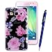 Produktbild Yokata Samsung Galaxy A5 2015 Hülle Glitzer Weiche Silikon Handyhülle Schutzhülle TPU Handy Tasche Schale Etui Weich Silicone Transparent Bumper Ultra Dünn Slim Schlank Handytasche Premium Kratzfest Clear Bling Bling Motiv Backcover Schutz für Samsung Galaxy A5 2015 Case Cover + 1 x Kapazitive Feder - Rose Blumen Muster - Schwarz
