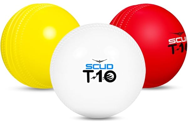 SCUD T10 PVC Wind Ball for Practice Indoor & Outdoor Soft Training Cricket Ball for Coaching & Daily Practice Lightweight 80-85 g Durable PVC Construction (Pack of 3pc Balls, Multicolor)