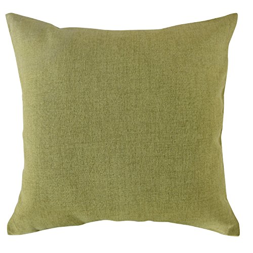 Deconovo Faux Linen Woven Fine Soft Home Decorative Cushion Covers Throw Cushion Covers for Livingroom 16x16in Green Set of Four