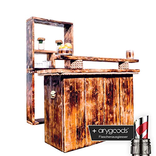 Tresen Bar Theke Buffet Cocktail Holz Maritim Hausbar Minibar outdoor indoor NEU + anygoods Flaschenausgiesser
