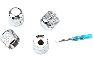 Alnicov 4 Uds perillas de cúpula de guitarra perillas de Control de volumen, con juego de tornillos de llave para guitarra eléctrica o bajo, cromo